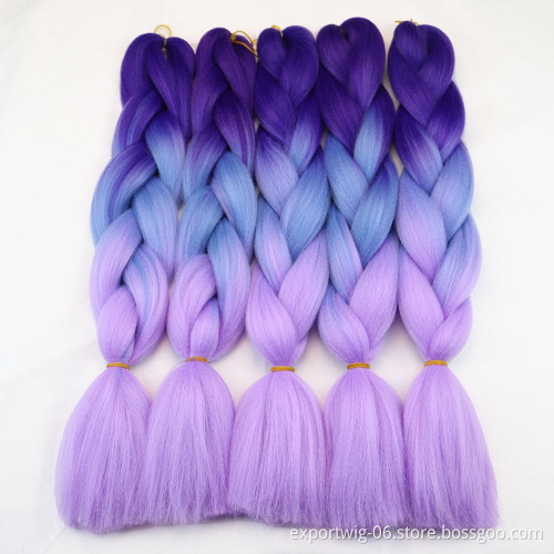 Wholesale Ombre Jumbo Braiding Hair Extension 24inches 100g Yaki Synthetic Fiber Mixed Color African Braids Hair Attachment